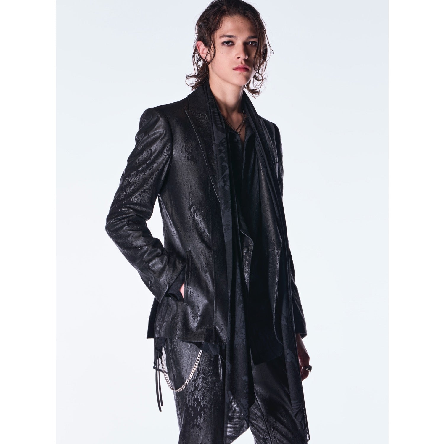 kiryuyrik(キリュウキリュウ)CrossDotFleece PeakedJacket / Black