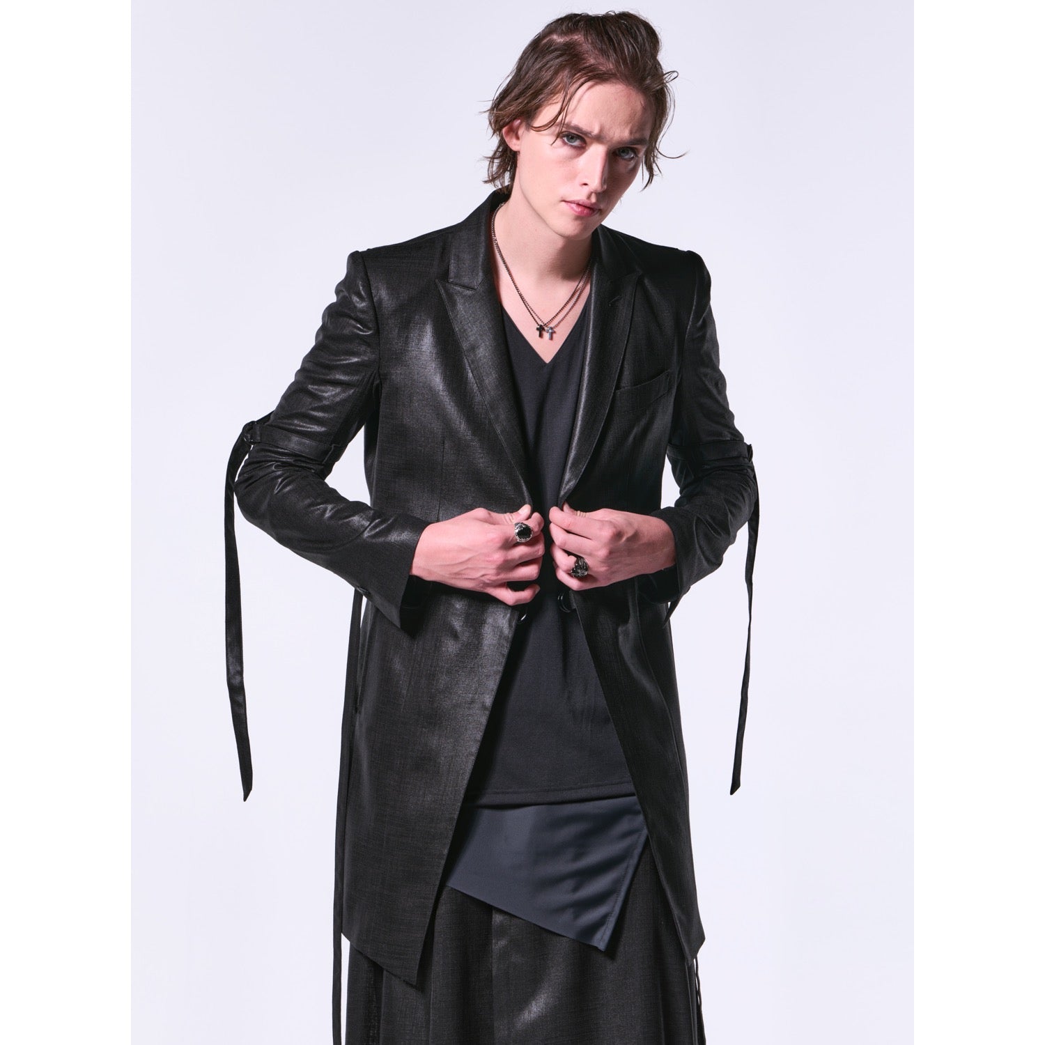キリュウキリュウ　レア物　レザーコンビジャケット　馬革　S ブラック kiryuyrik(キリュウキリュウ)SilleySlab StrapJacket / Black – ANRE-R