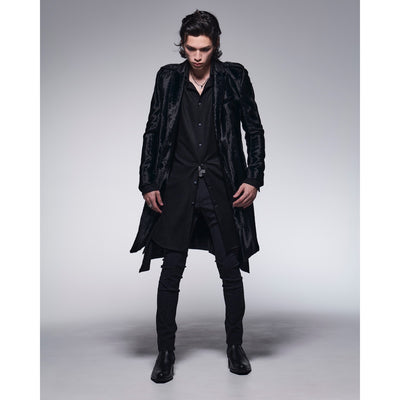 Fur&Python Long Peacked Jacket / Black