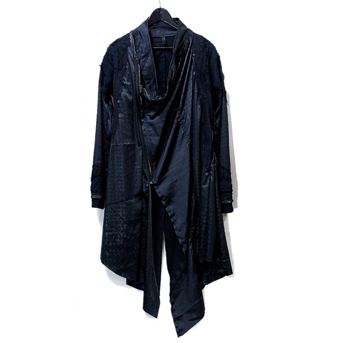 Shohei Takamiya ペイズリー柄 レザー 変形 再構築 ロングコート Shohei Takamiya Check Long Double Coat / BLACK – ANRE-R SALON