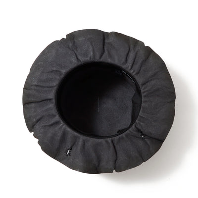 Charcoal Leather Flat Hat / BLACK