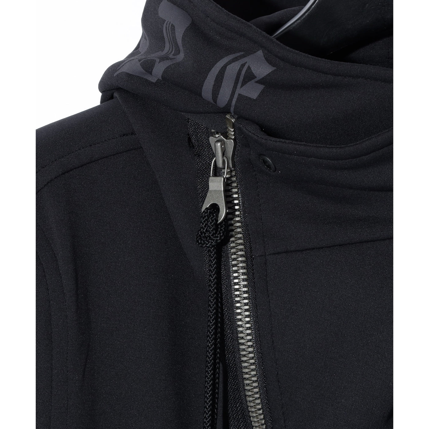 HIGH-NECK LONG HOODIE JK / BLACK