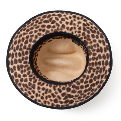 Beige Leopard Leather Chain Hat / BEIGE