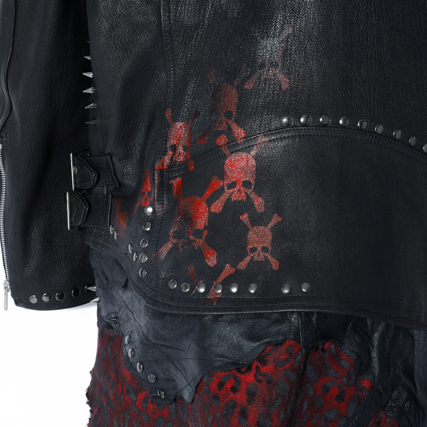 Roen(ロエン) REMAKE STUDS RED LEO SKULL RIDERS JKT / BLACK – ANRE-R SALON