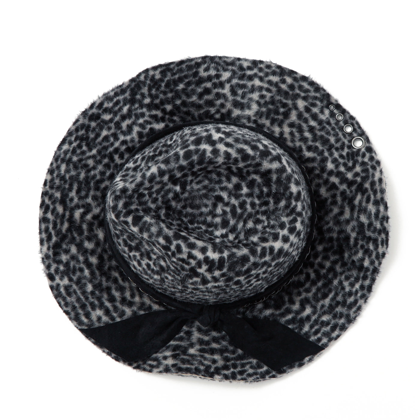 Gray Leopard Leather Chain Hat / GRAY