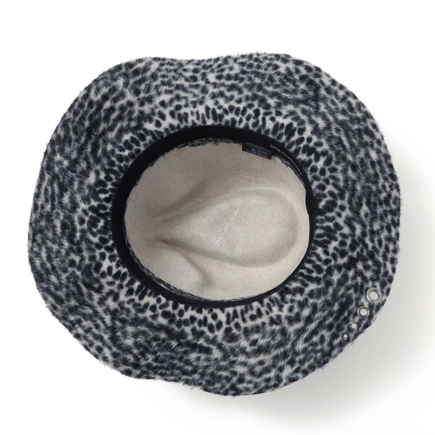 Gray Leopard Leather Chain Hat / GRAY