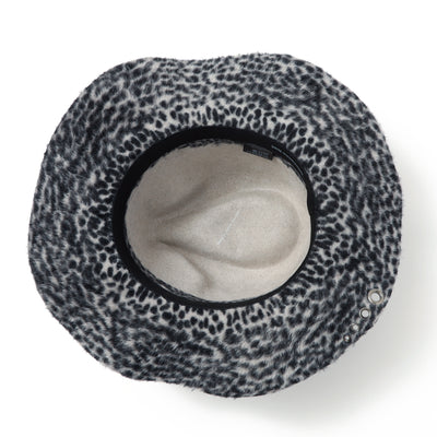 Gray Leopard Leather Chain Hat / GRAY
