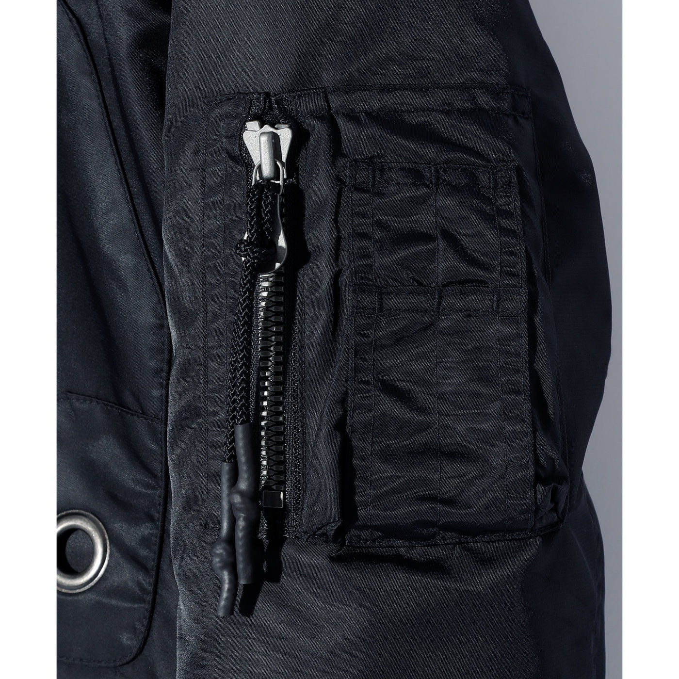 FAKE LAYERED NYLON JK w/HOOD / BLACK