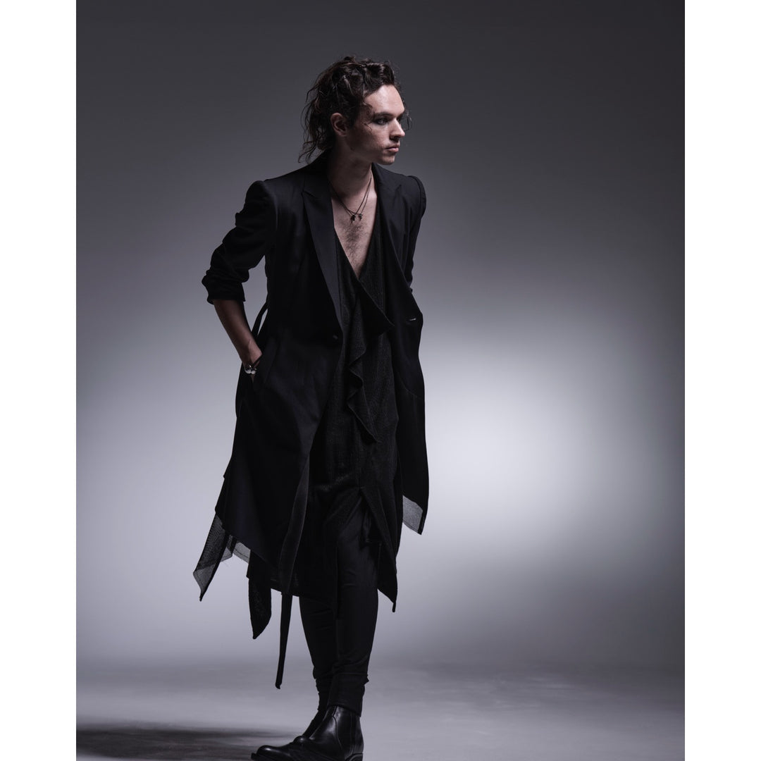 kiryuyrikキリュウキリュウ13万レオパード黒ロングジャケット豹 kiryuyrik(キリュウキリュウ)TWS Tropical LongFlareJacket / Black