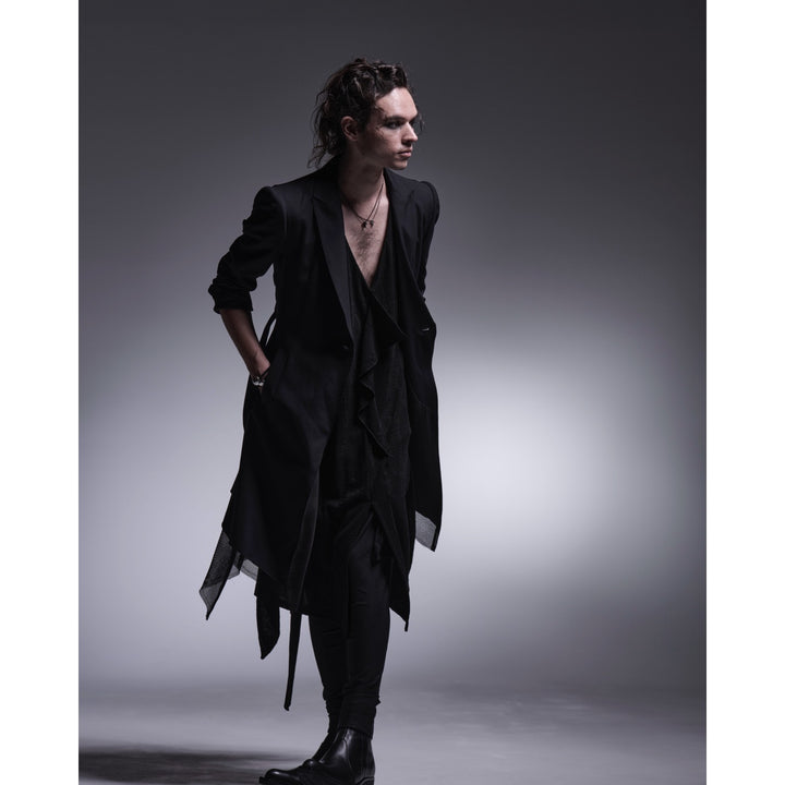 kiryuyrikキリュウキリュウ13万レオパード黒ロングジャケット豹 kiryuyrik(キリュウキリュウ)TWS Tropical LongFlareJacket / Black