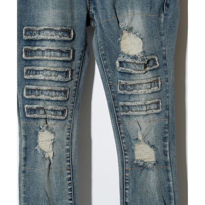 CRASH REMAKE SNAKE PRINT DENIM PT（LADY’S） / INDIGO