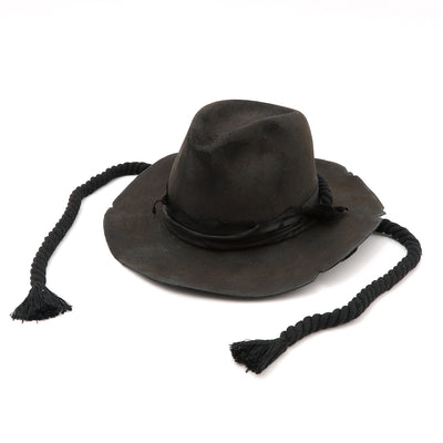 Rabbit Charcoal Burned Rope Hat / BLACK