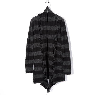 DamageBorder ShawlCardigan / Black&Gray