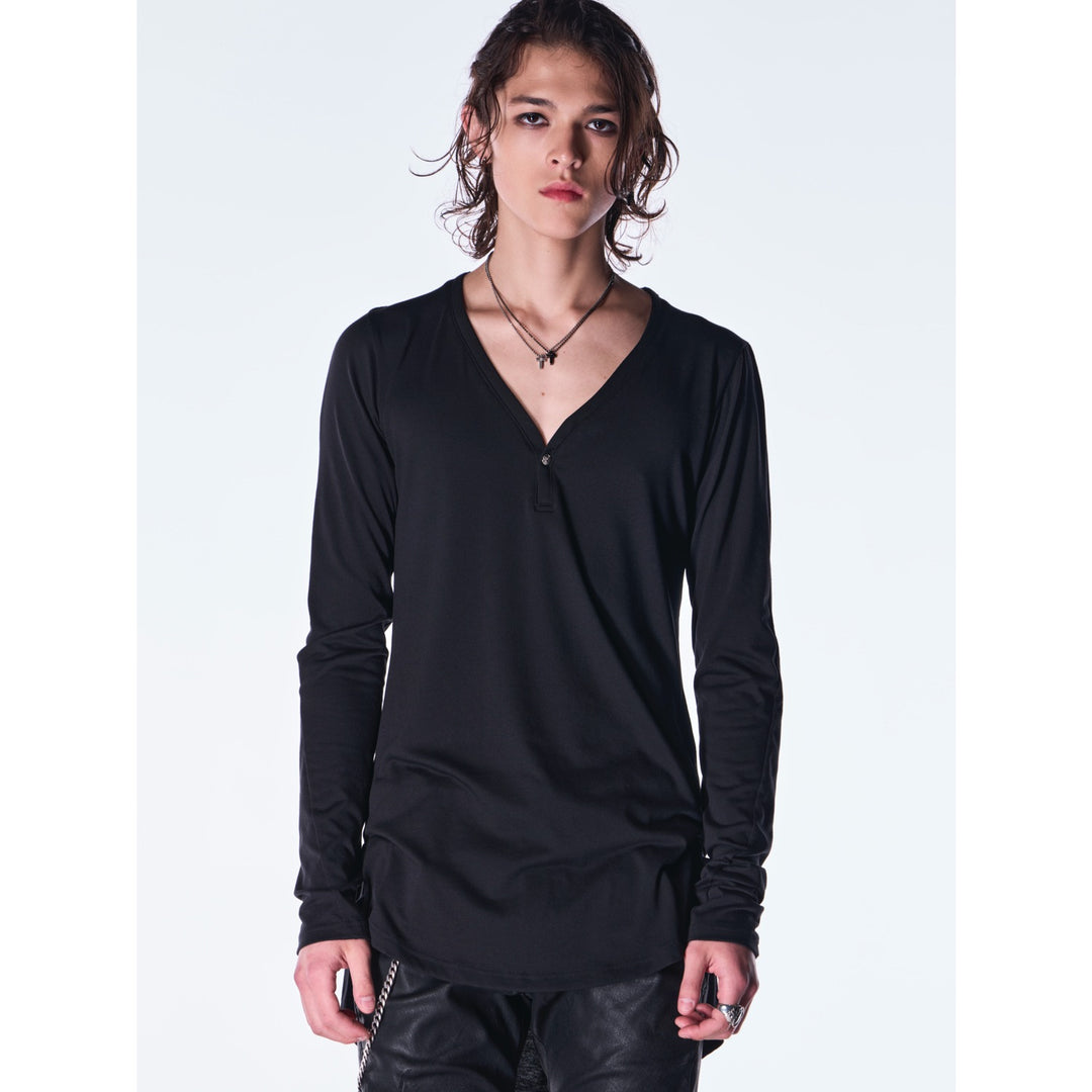 kiryuyrik(キリュウキリュウ)BEATENJIKU HenryNeckT-Shirt / Black