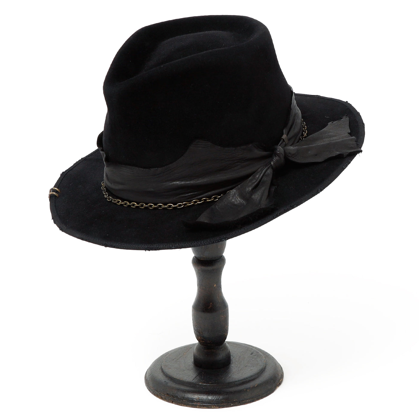 triangles hat(トライアングルズハット) Leather Ribbon Chain Rabbit Hat / BLACK ...