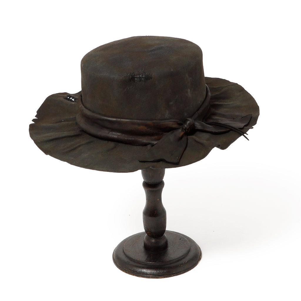 triangles hat 黒のハット triangles hat(トライアングルズハット) Charcoal Leather Flat Hat