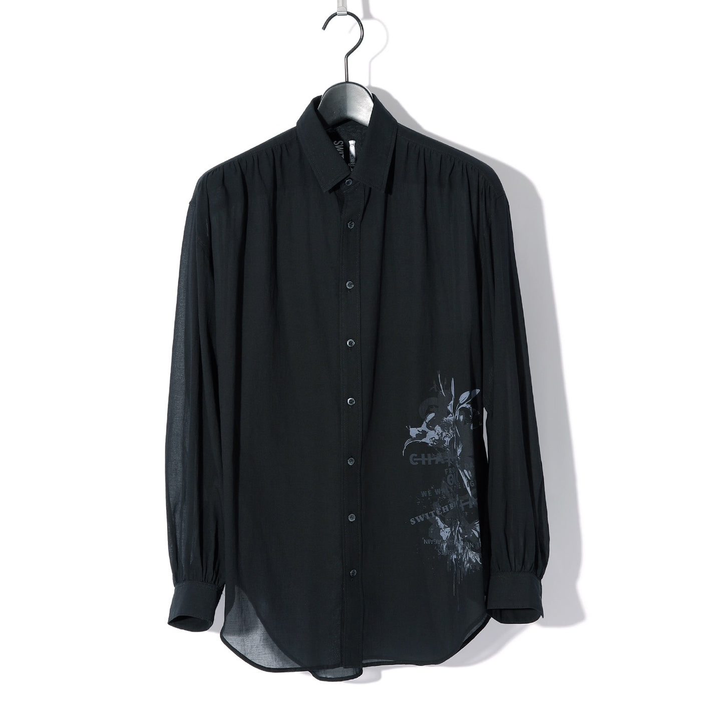 DARK LILIES GATHER SHIRT / BLACK