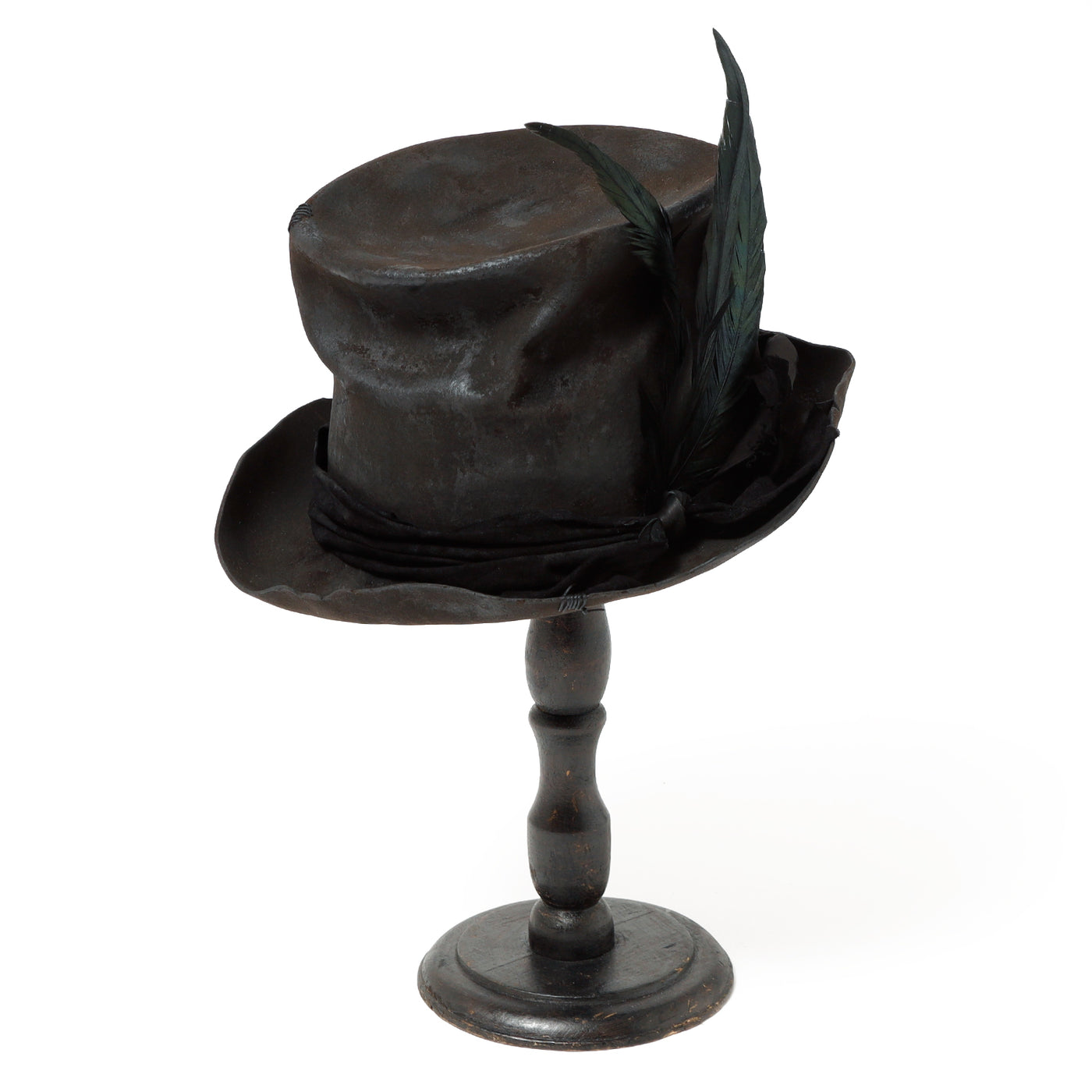Charcoal Crow Crash Silk Hat / BLACK