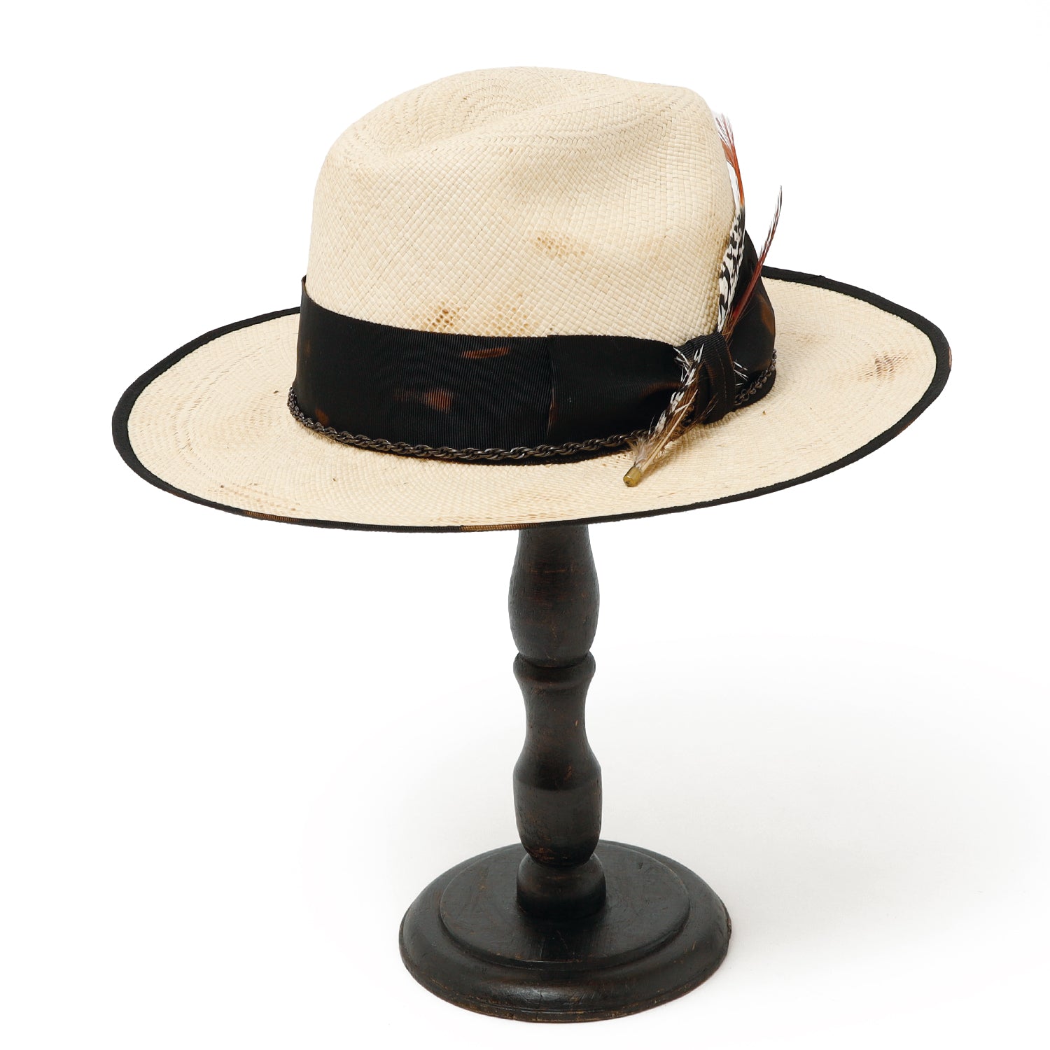 Small Triangle Hat triangles hat(トライアングルズハット) Feather Chain Western Panama Hat / BEIGE ...