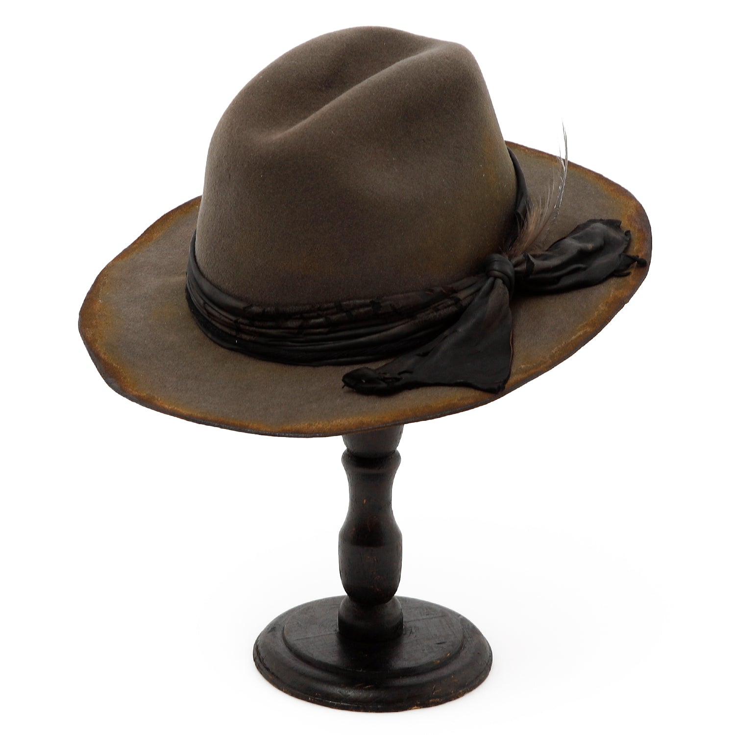 Small Triangle Hat triangles hat(トライアングルズハット) Edge Burned Leather Ribbon Hat / CHARCOAL ...