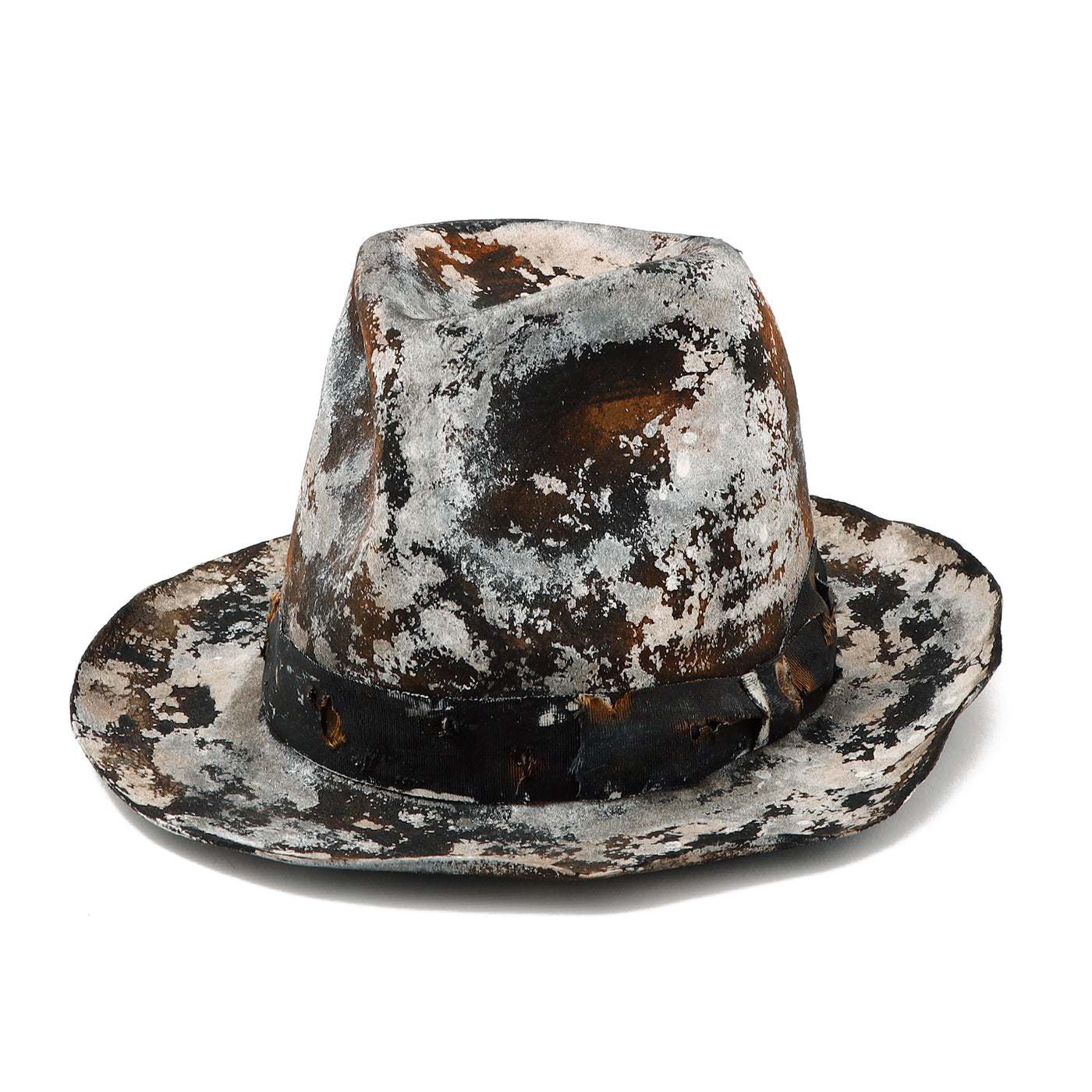 Painting&Burned Fedora Hat / BLACK