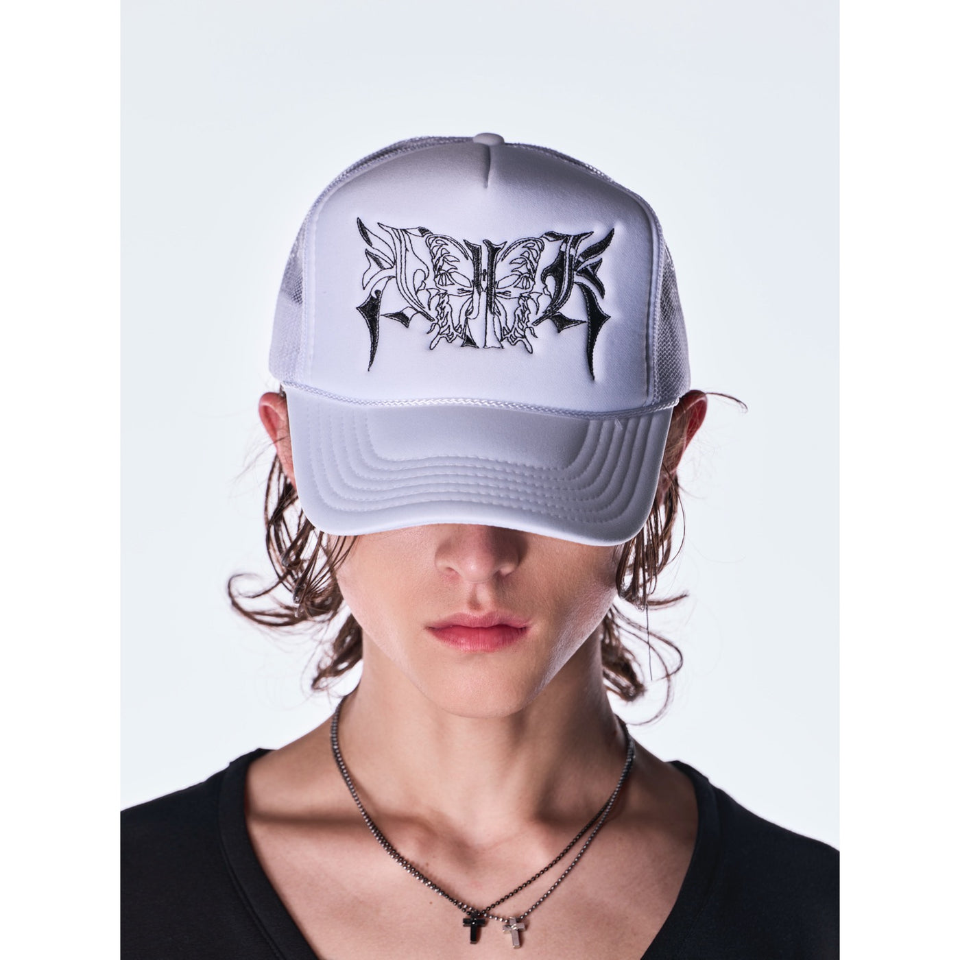 kiryuyrik(キリュウキリュウ)Mesh Cap / White x BlackEmbroidery