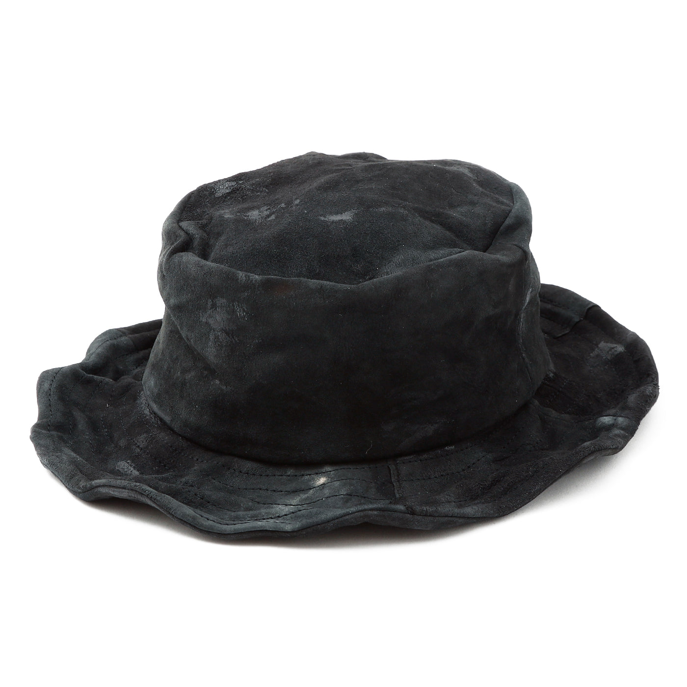 Washed Painting Leather Bucket Hat / BLACK