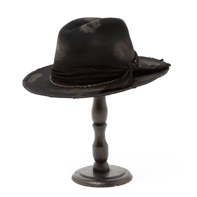 Leather & Chain Western Hat / BLACK