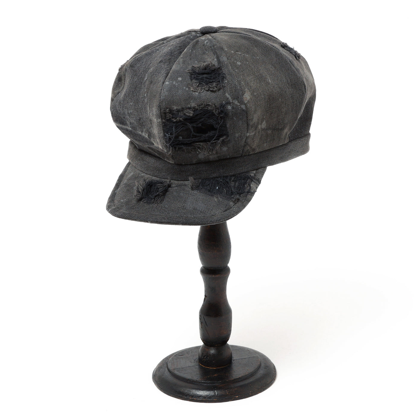 Painting & Damaged Denim Casquette / BLACK