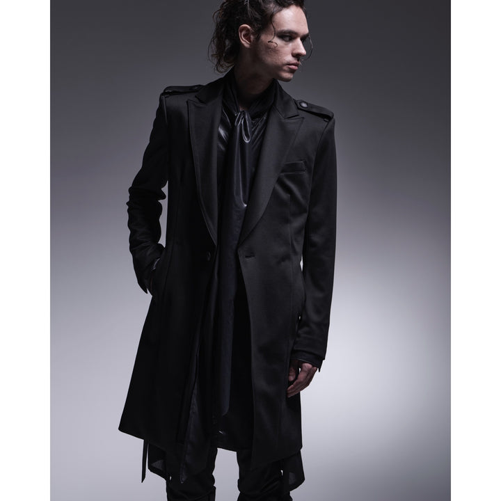 kiryuyrikキリュウキリュウ13万レオパード黒ロングジャケット豹 kiryuyrik(キリュウキリュウ)KerseyJersey EpauletPeackedLongJacket