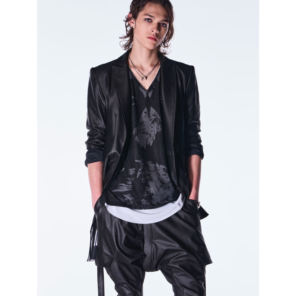 kiryuyrik(キリュウキリュウ)EmbossSilleyJersey LayerdJacket / Black