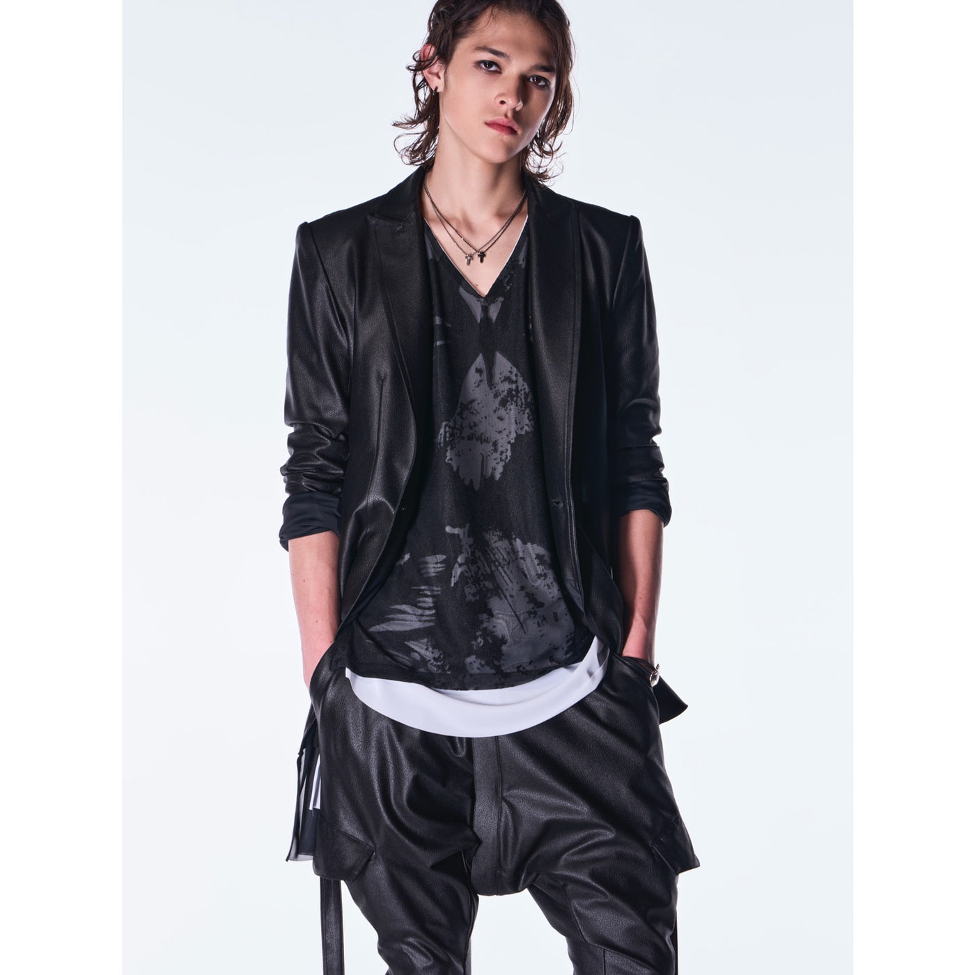 kiryuyrik(キリュウキリュウ)EmbossSilleyJersey LayerdJacket / Black