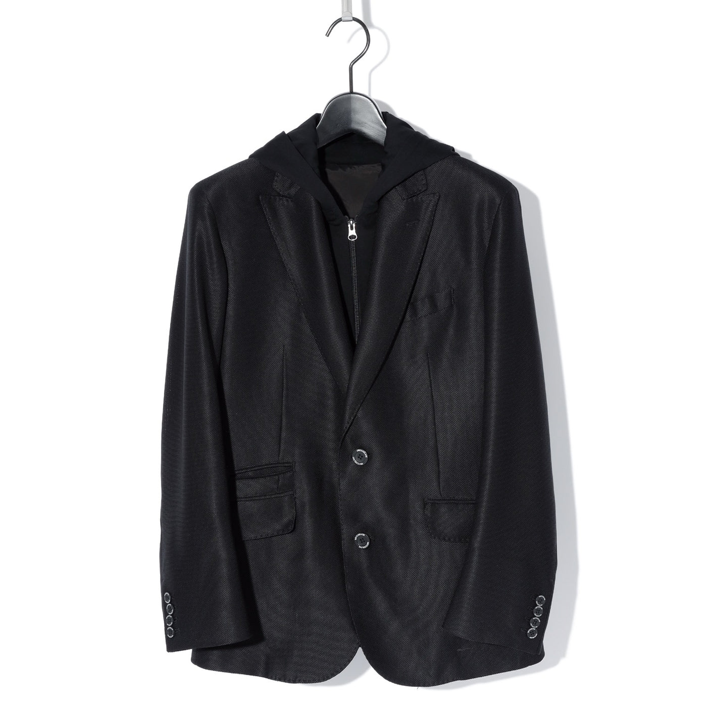 FAKE LAYERED HOODED JK / BLACK