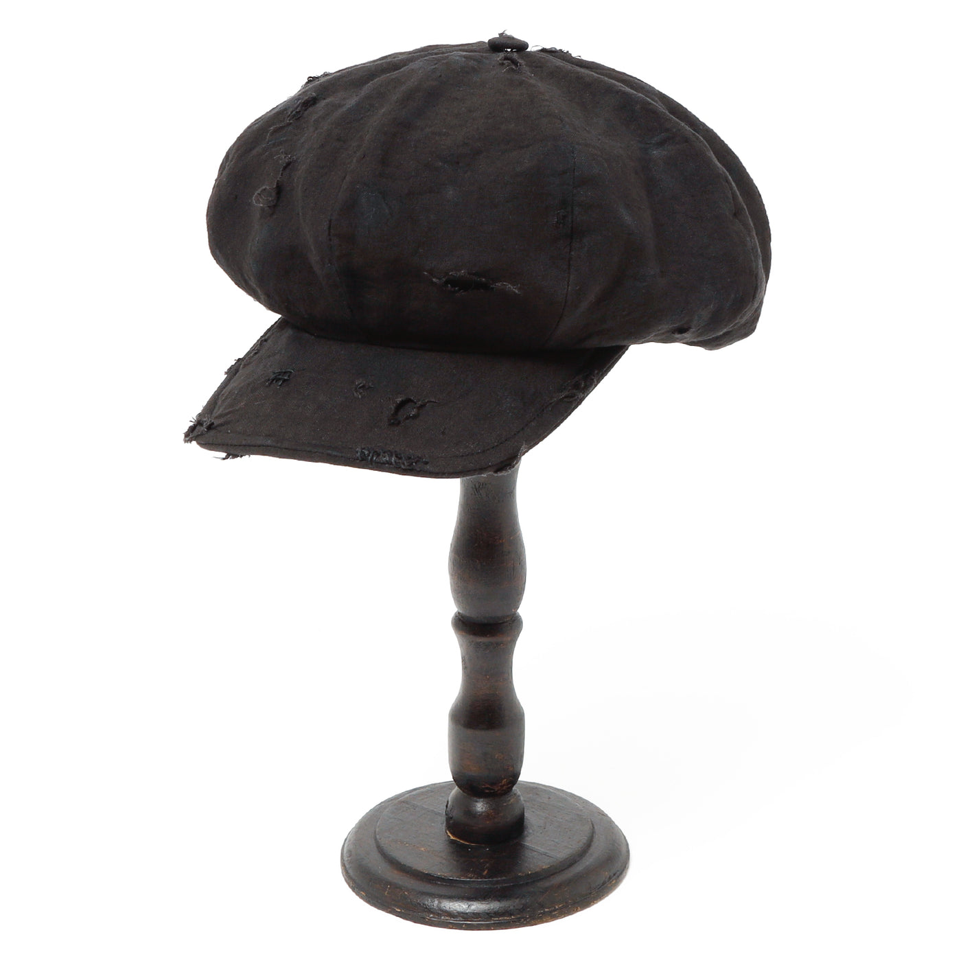 Dirty Black Linen Damaged Casquette / BLACK
