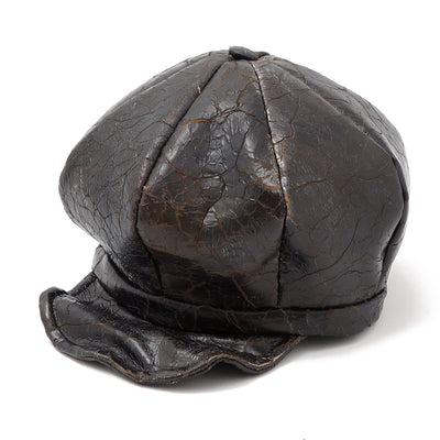 Cracked Processing Leather Casquette / BLACK