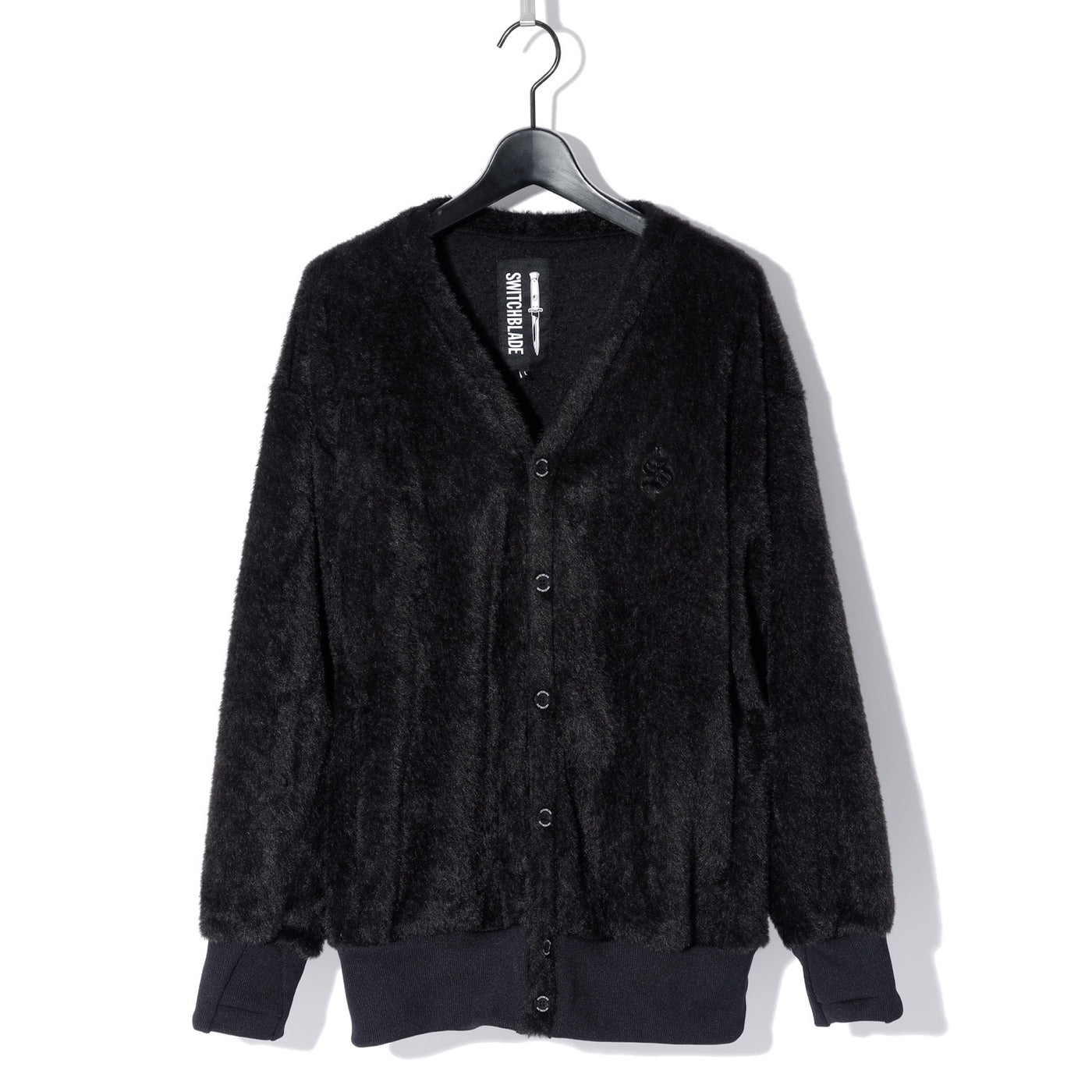 SB METALLIC LOGO SHAGGY CARDIGAN / BLACK