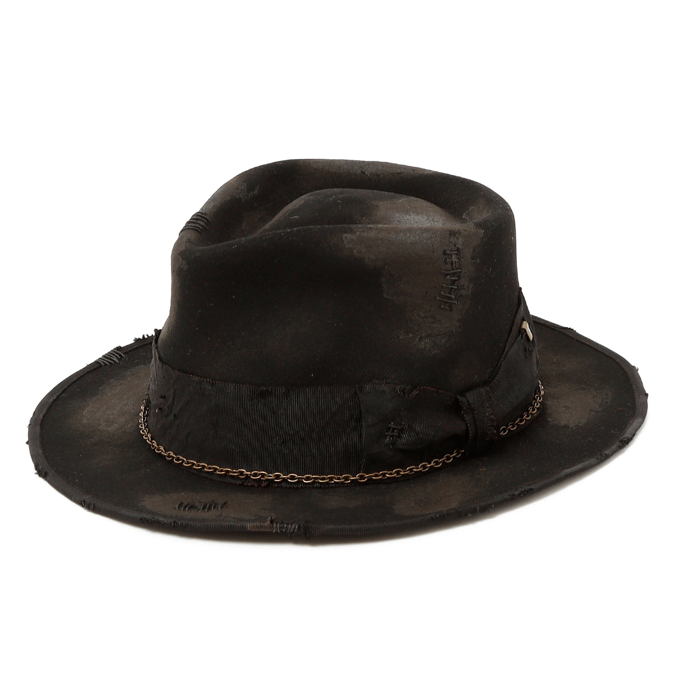 Burned Chain Fedora Hat / BLACK