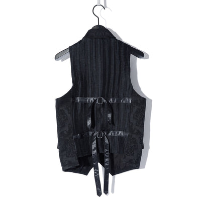 PEAKED LAPEL JACQUARD VEST / BLACK