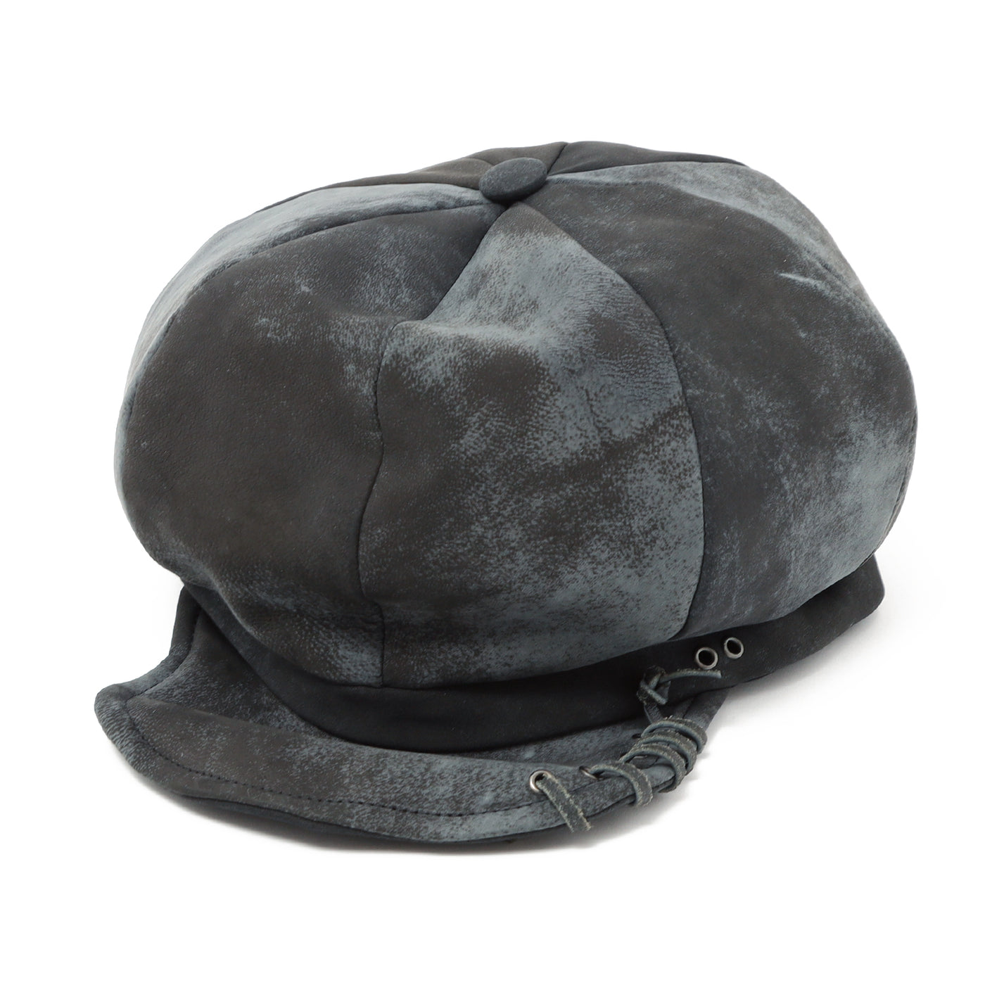 Eyelet Leather Casquette / BLACK