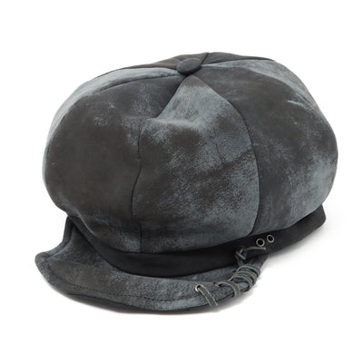 Eyelet Leather Casquette / BLACK