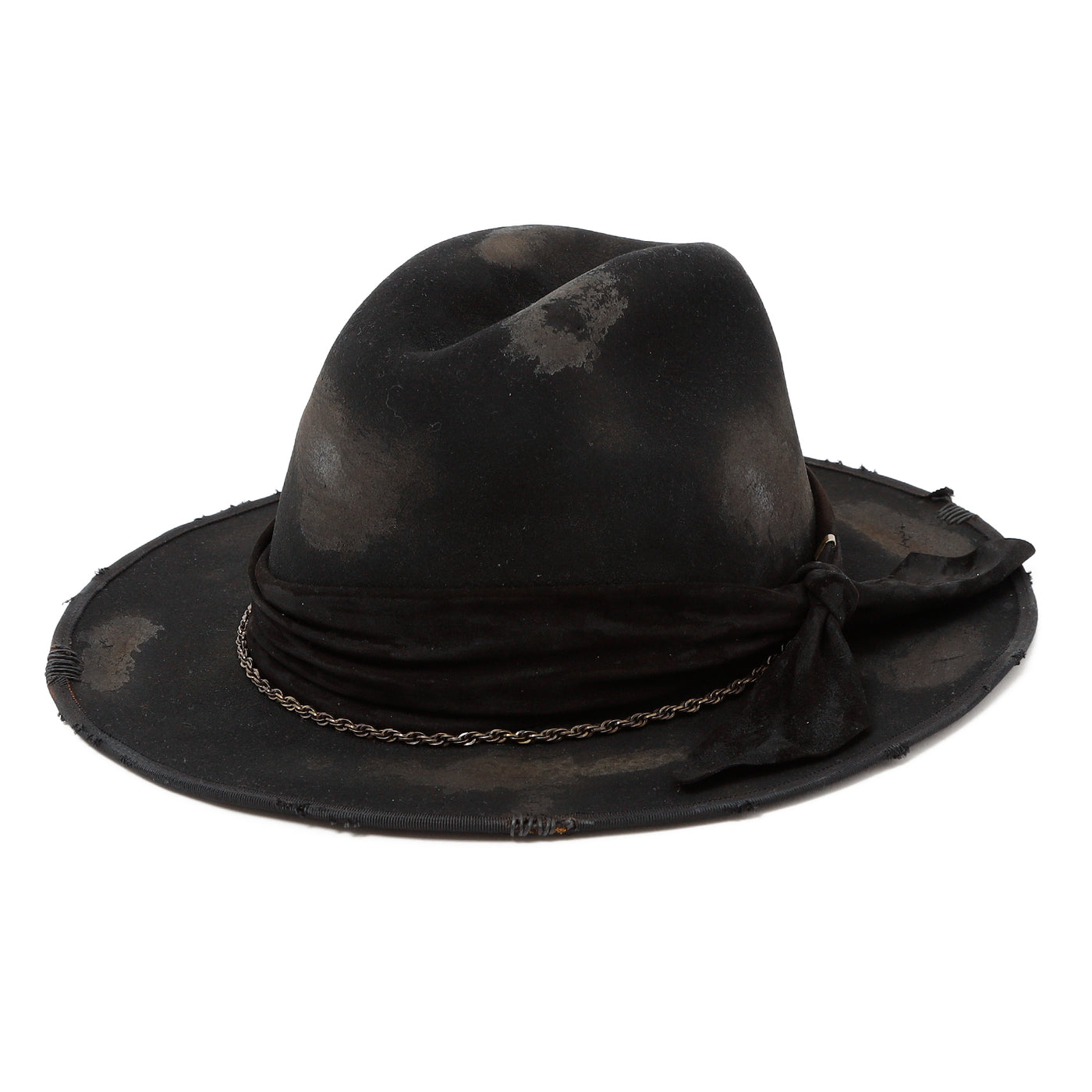 Leather & Chain Western Hat / BLACK