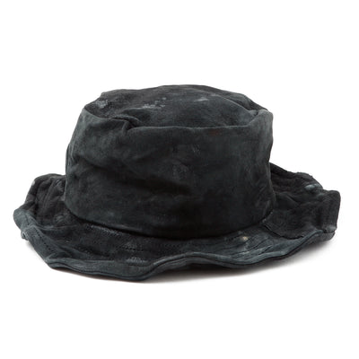 Washed Painting Leather Bucket Hat / BLACK