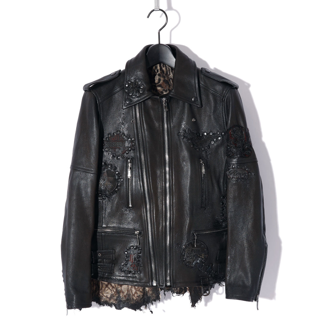 美品 ROEN ロエン レザー スタジャン 刺繍 ブラック 2WAY Roen(ロエン) WAPPEN RIDERS JKT / BLACK – ANRE-R SALON