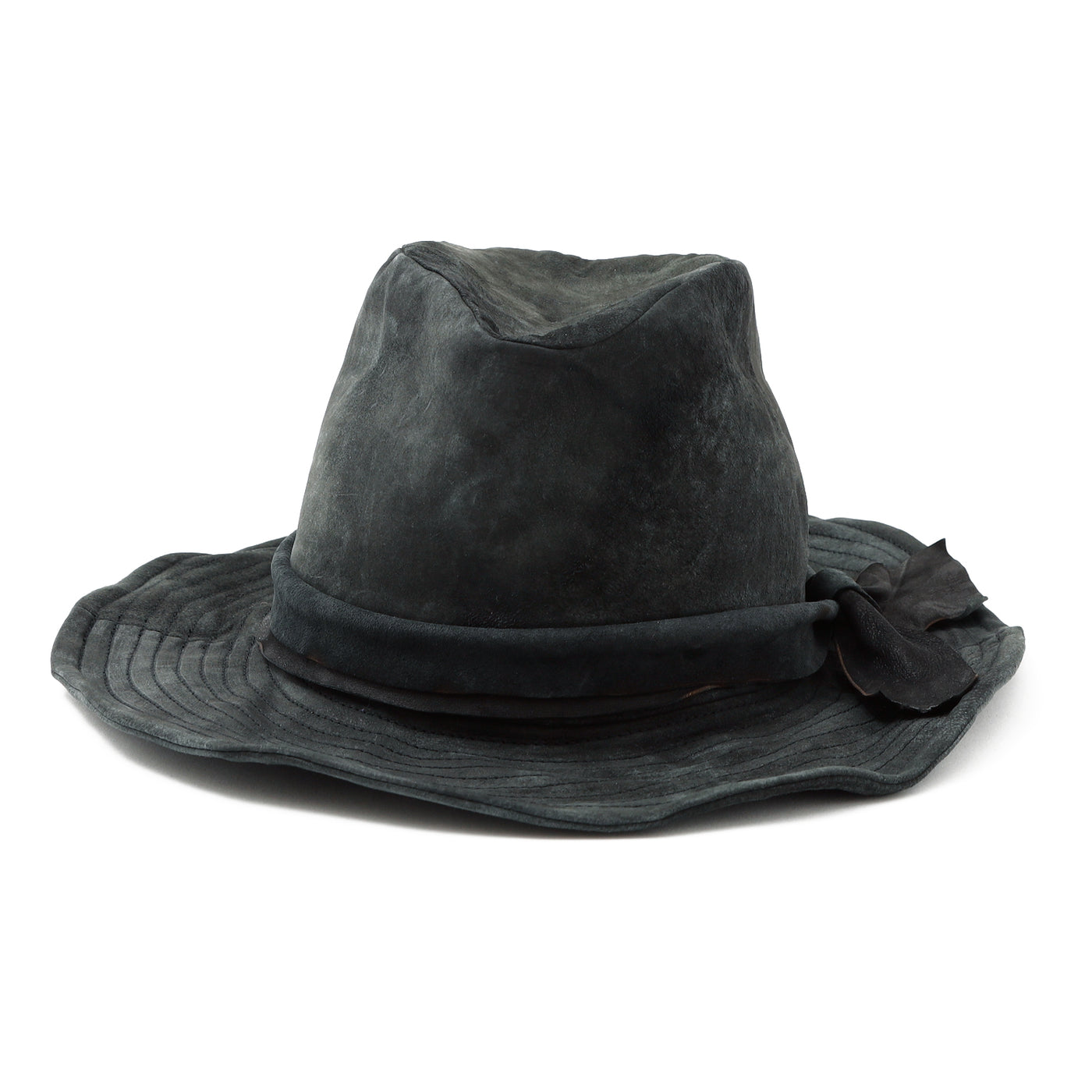 Leather Ribbon Hat / BLACK