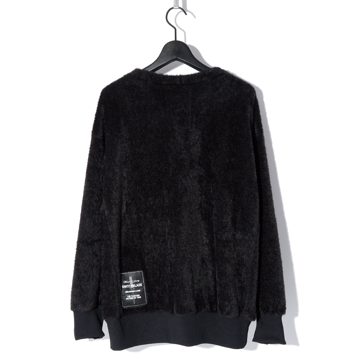 SB METALLIC LOGO SHAGGY CARDIGAN / BLACK