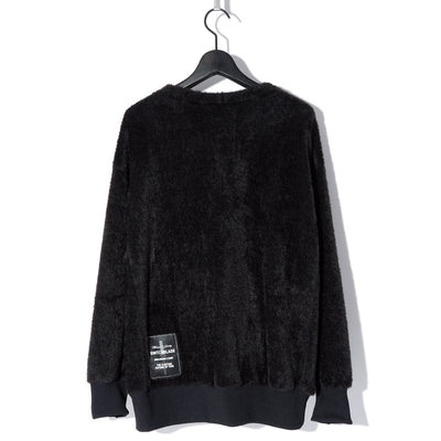 SB METALLIC LOGO SHAGGY CARDIGAN / BLACK