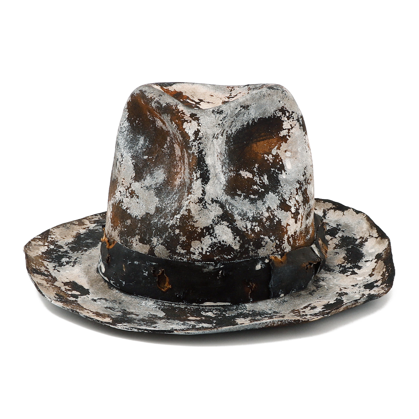 Painting&Burned Fedora Hat / BLACK