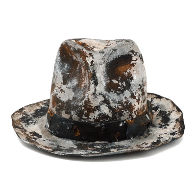 Painting&Burned Fedora Hat / BLACK