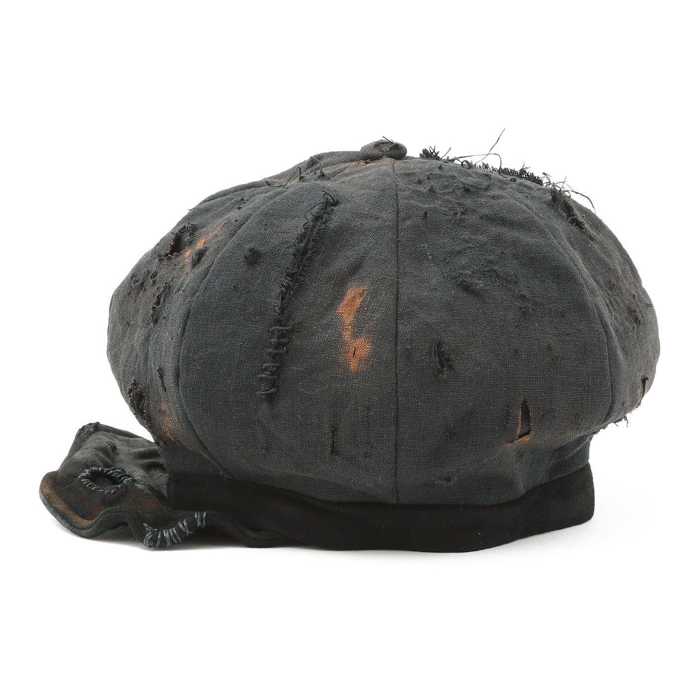 Damege & Burned Linen Casquette / BLACK