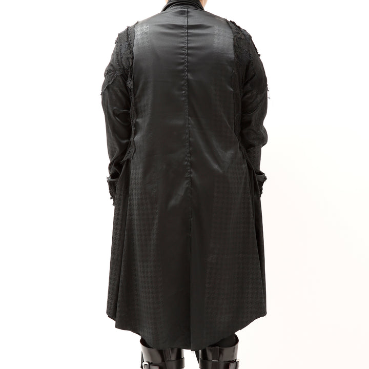 Shohei Takamiya ペイズリー柄 レザー 変形 再構築 ロングコート Shohei Takamiya Check Long Double Coat / BLACK – ANRE-R SALON